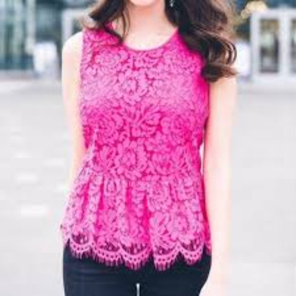 J.CREW Pink Eyelet Peplum Sleeveless Top Sz 10 NWT